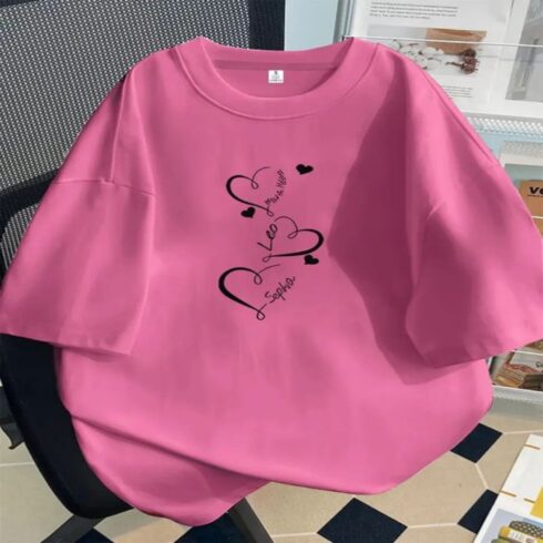 Custom Heart Name Tee Mockup ā Minimalist Aesthetic Pink Oversized T-Shirt Design for Branding & POD cover image.