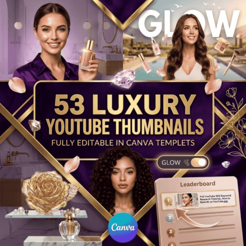 53 Luxury Beauty YouTube Thumbnail Template | Canva Editable Template cover image.