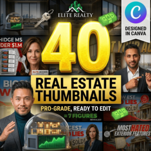 40 Real estate YouTube Thumbnail Template | Youtube Thumbnail Designs | Canva Editable Template cover image.