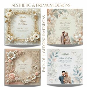 Luxury Floral Wedding Invitation Template Bundle | Editable Canva Invitation | Printable Invitation Cards | Digital Download cover image.