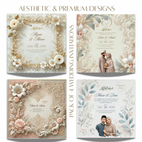 Luxury Floral Wedding Invitation Template Bundle | Editable Canva Invitation | Printable Invitation Cards | Digital Download cover image.