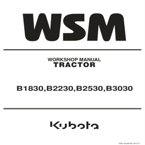 Kubota B1830, B2230, B2530, B3030 Workshop Service Manual cover image.