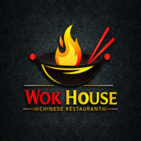 Professional Wok House Chinese Restaurant Logo Template cover image.