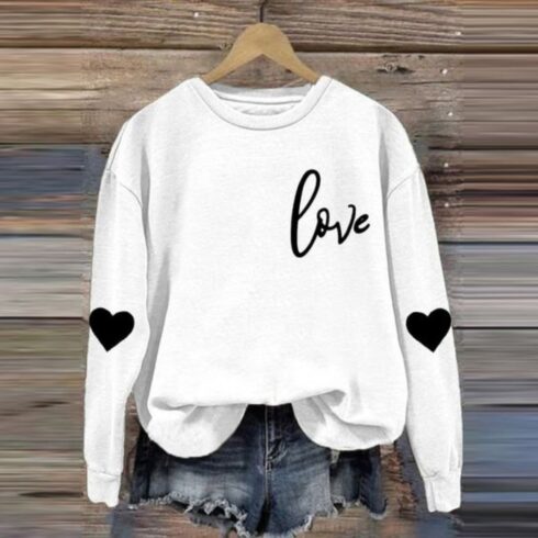 Love Sweatshirt SVG PNG - Valentine Heart Sleeve Shirt Design for Cricut Silhouette Sublimation cover image.