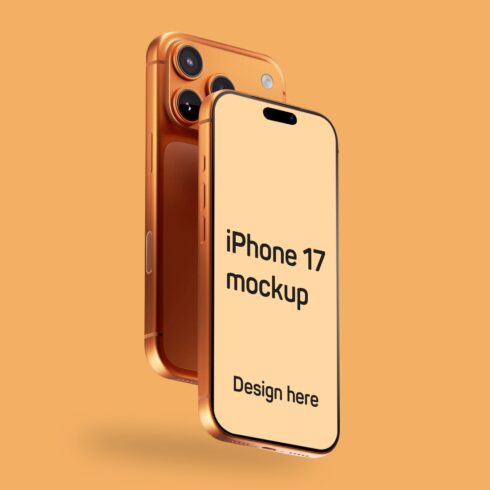 Realistic iPhone 17 Pro Mockup – Front and Back Floating Display cover image.