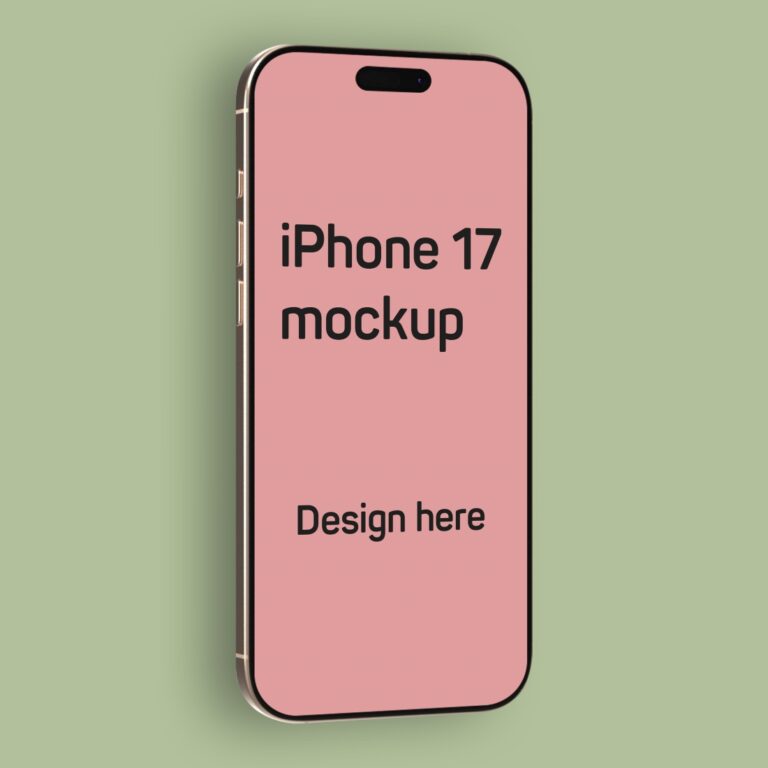 Isometric iPhone 17 Angled Screen Mockup – Professional UI Display Template cover image.