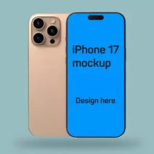 Premium iPhone 17 Pro Max Mockup – Front Screen and Back Camera View cover image.