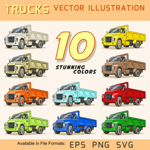 Truck Vector Illustration In Ten Colors cover image.