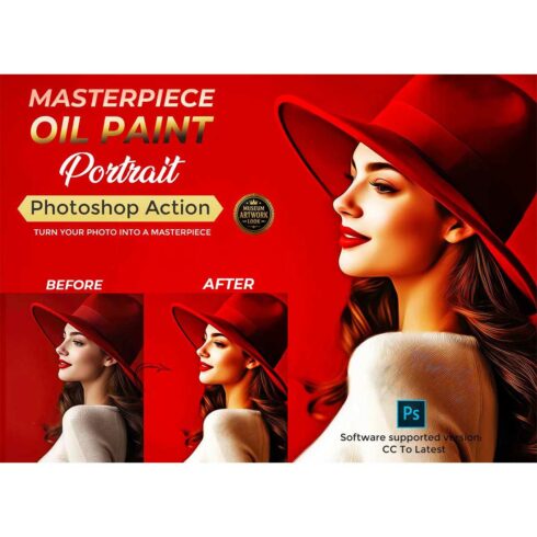 masterpiece -oil- paint- portrait -photoshop -action cover image.