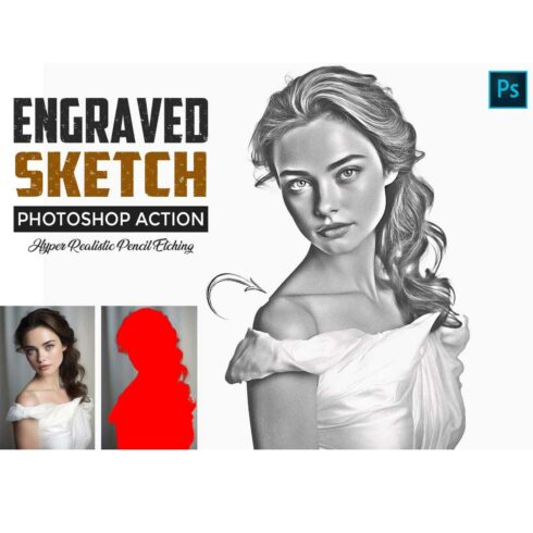 Engraved Sketch Photoshop Action cover image.
