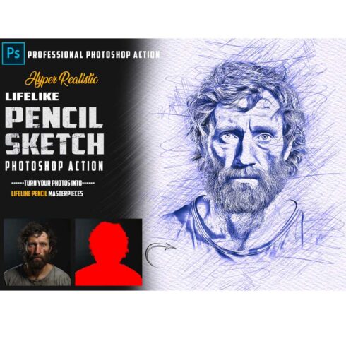 Hyper Realistic Lifelike Pencil Sketch Photoshop Action cover image.