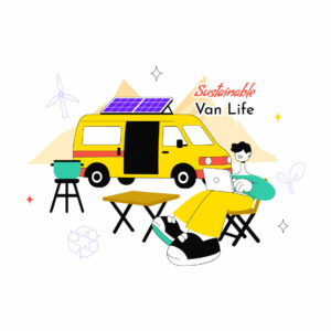 10 Sustainable Van Life Illustration cover image.