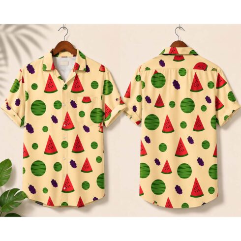 Watermelon & Grape Tropical Shirt Pattern Design cover image.