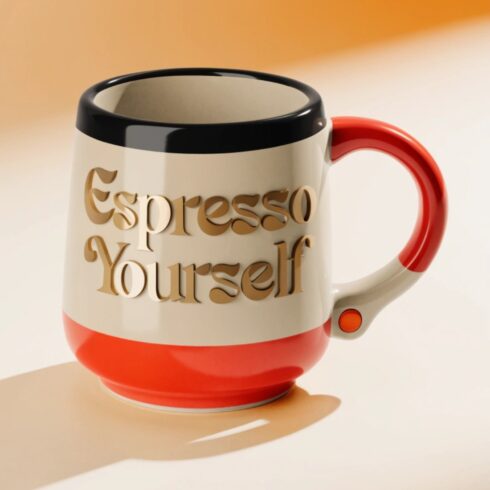 Premium Espresso Yourself Mug Mockup Duo –Stylish Neutral and Bold Accent Colors cover image.