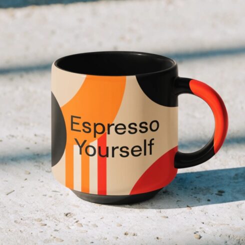 Espresso Yourself Minimal Café Mug Mockup Pair cover image.