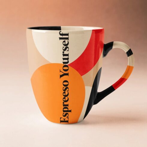 Trendy Espresso Yourself Coffee Mug Mockup Pair– Colorful Handle Collection in Earthy Tones cover image.