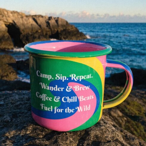 Playful Retro Escape – Multicolor Mug Mockups Pair cover image.