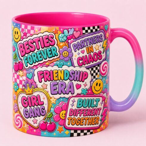 Color Pop Besties Mug Duo | Bright Friendship Gift Mug Pair for Best Friends cover image.