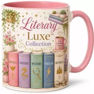 Elegant Literary LuxeEdition Mug Pair | Soft Cozy Aesthetic Blush Pink Lavender Reader Gift cover image.