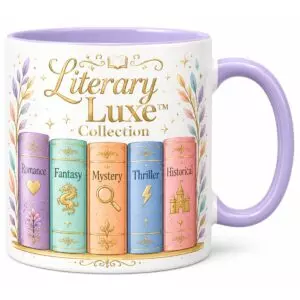 Elegant Literary Luxe Reading Retreat Coffee Mugs Duo | Blush Pink Lavender Reader Gift cover image.