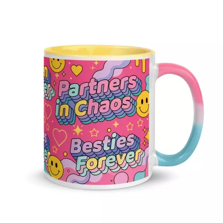 Colorful Besties Mug Pair Mockup | Smiley Face Friendship Coffee Gift Mug Pair cover image.
