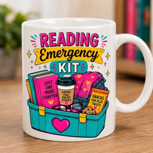 Color Pop Bookish Mug Mockup Pair | Reading Emergency Kit Collection cover image.