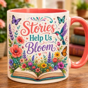 Elegant Bright Floral Book Garden Mug Mockup| Reader Gift| Bright Floral Reader Aesthetic cover image.