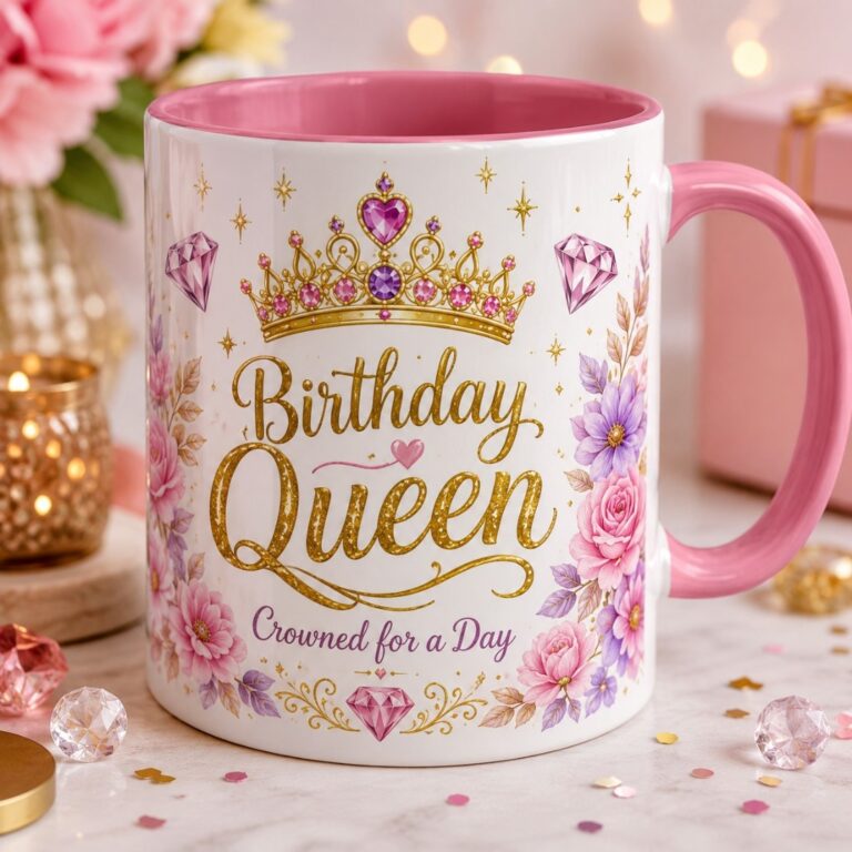 Birthday King & Queen Mug Mockup Pair | Royal Birthday Coffee Cups | Crown Birthday Mug Pair cover image.