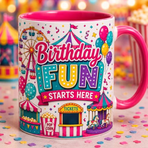 Colorful Kids Superstar Adventure Celebration Mug Mockup Bundle cover image.