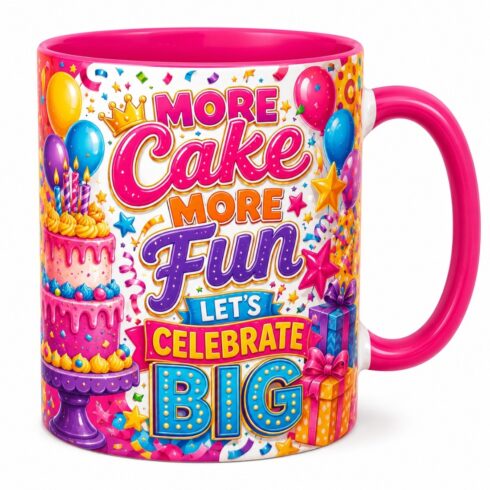 Maximalist Birthday Mug Mockup Pair |Confetti Balloons & Gifts Mug | Full Wrap Celebration Cup cover image.