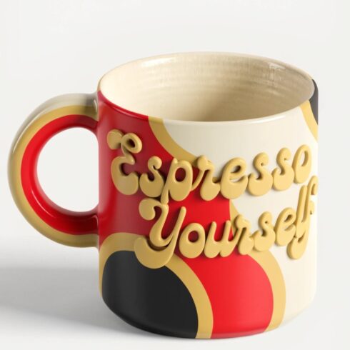 Modern Coffee Lover Mug Mockup |Retro Typography Coffee Cup | Trendy Neutral Color Palette cover image.