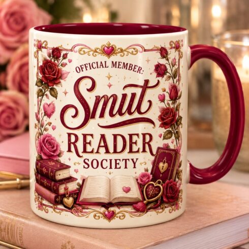 Booktok Inspired Mug Mockup Bundle, Romance Reader Society, Decorative Floral Cup cover image.