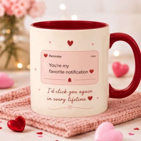 You & Me Forever Couple Mug Set | Personalized Romantic Coffee Mug | You're My Favorite Notification | Anniversary Gift for Him Her | Valentine's Mug cover image.
