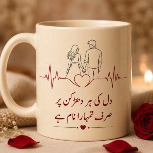 Modern Couple Mug Duo –Urdu Romance & Minimal Couple Art cover image.