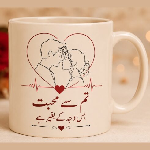 Valentine Collection| Minimal Face-to-Face Couple Mug Pair | Romantic Gift for Him & Her cover image.