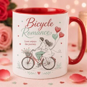 Love Enjoys the Journey Mug Pair |Modern Valentine's Mug Design| Valentine's Couple Mug cover image.