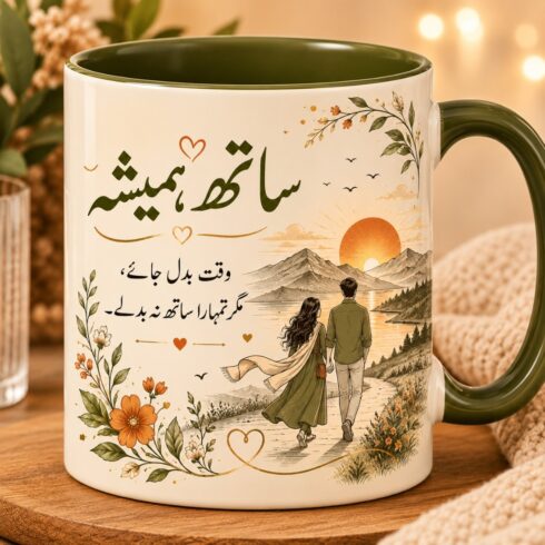 Together Through Every Season- One Journey, Two Hearts-Love Couple Mug Mockup pair cover image.
