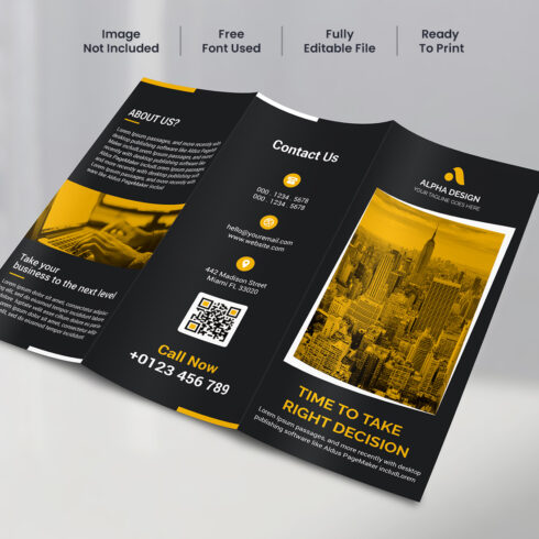 Black Corporate Trifold Brochure cover image.