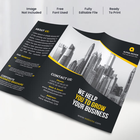 Black Corporate Trifold Brochure cover image.