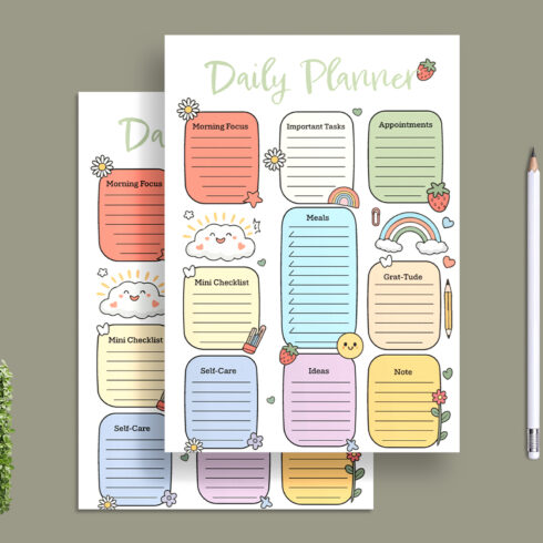 Pastel Daily Planner Printable cover image.