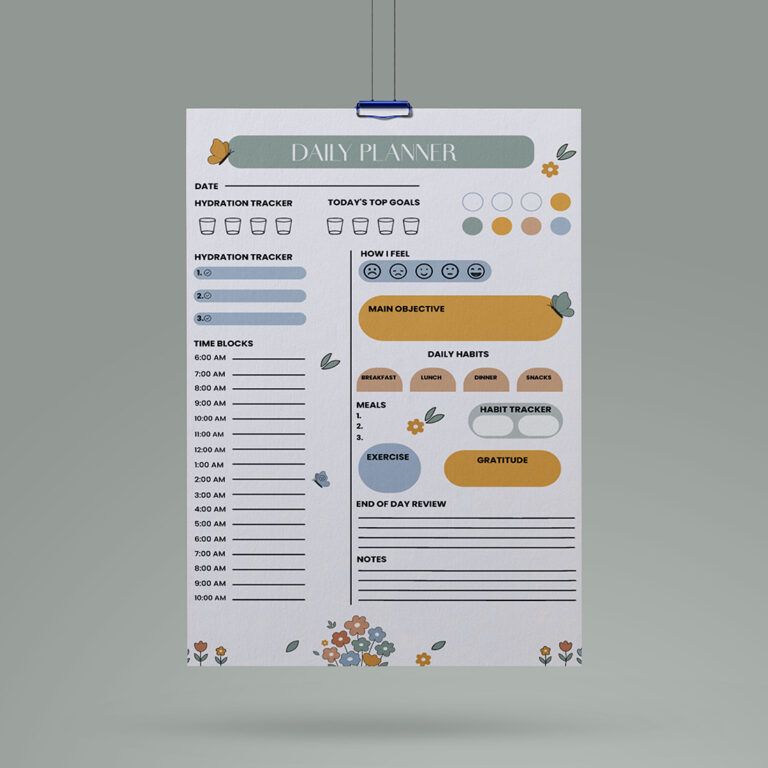 Daily Planner Printable Template cover image.