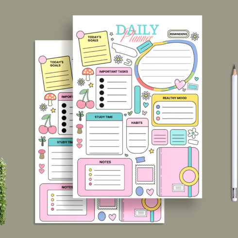 Kawaii Daily Planner Printable cover image.