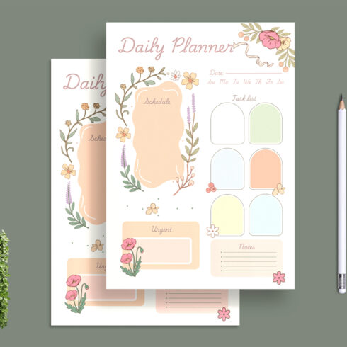Floral Daily Planner Printable cover image.