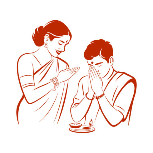 Rakhi Festival Brother and Sister Traditional Blessing Vector Illustration cover image.