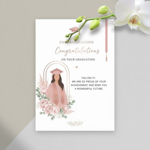 Pink Graduation Card | Elegant Congratulations Graduation Card for Her | Graduation Card Daughter | Graduation Card for Him cover image.
