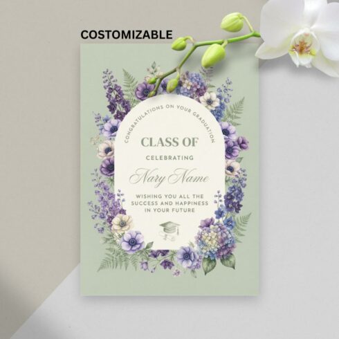 Customizable Graduation Card | Floral Design Graduation Card for Her | Graduation Card Daughter | Graduation Card for Him cover image.