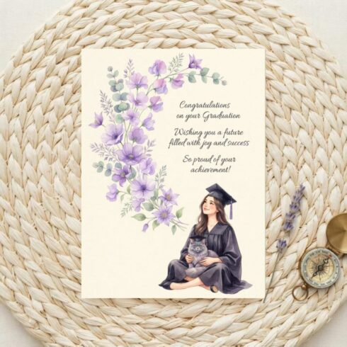 Graduation Card Printable | Floral Watercolor Graduation Card for Her | Graduation Card for Him | Masters Graduation Card cover image.