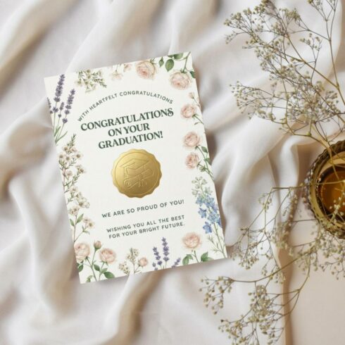 Floral Graduation Card | Congratulations Graduate | Graduation Card Daughter | Graduation Card for Him | Masters Graduation Card cover image.