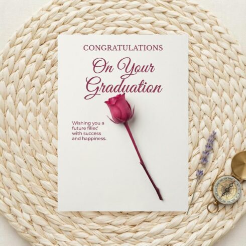 Red Floral Graduation Card | Elegant Congratulations for Her | Graduation Card Daughter | Graduation Card for Him | Masters Graduation Card cover image.