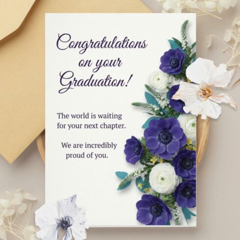 Floral Graduation Card | Congratulations Daughter | Graduation Card Daughter | Graduation Card for Him | Masters Graduation Card cover image.